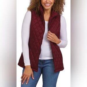 Lands' End Maroon Quilted Vest NWT